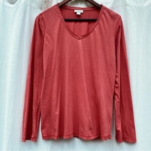 Sundance coral lace vneck long sleeve cotton shirt medium